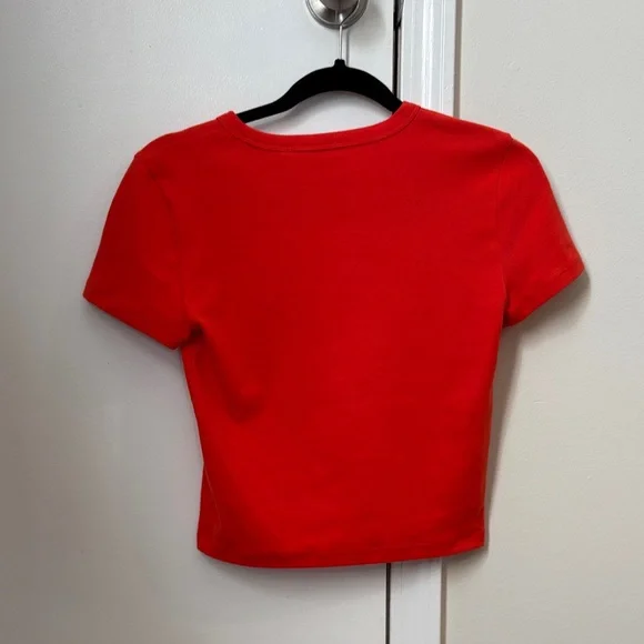 Aritzia Sunday Best Poppy Red Besthug Little Ribbed T-Shirt - Size Small - Picture 5 of 5